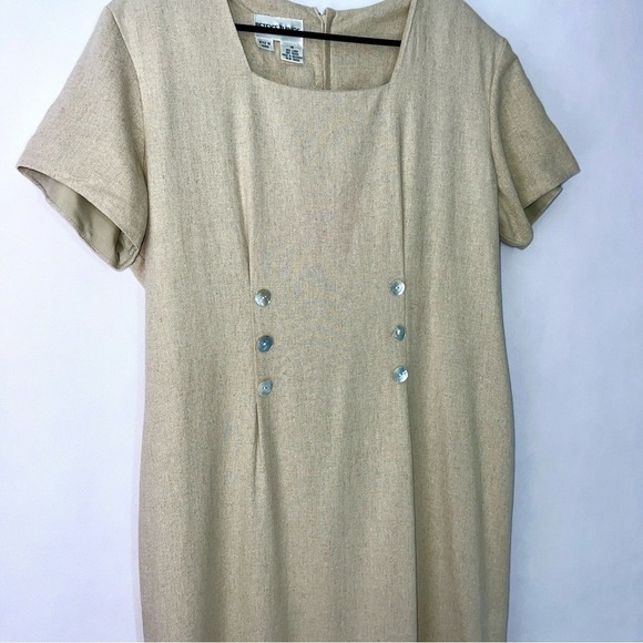 Vintage Betsy's Things Linen Dress Womens 80s 90s Pearl Buttons Lined sz 14 - Picture 2 of 15